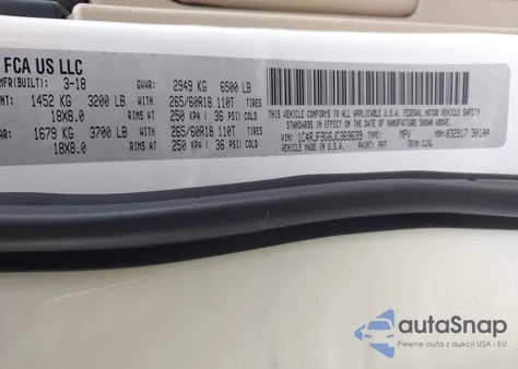 2018 Jeep Grand Cherokee Limited z USA, uszkodzony, nr VIN 1C4RJFBG6JC369639